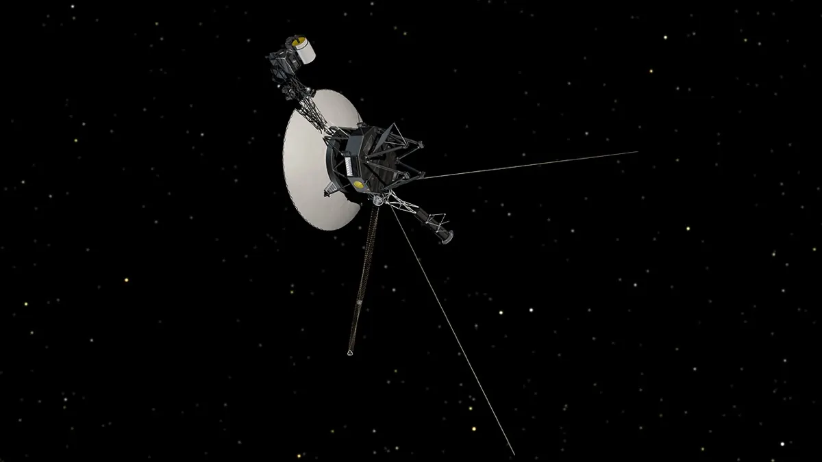 NASA illustration of the Voyager spacecraft among the stars